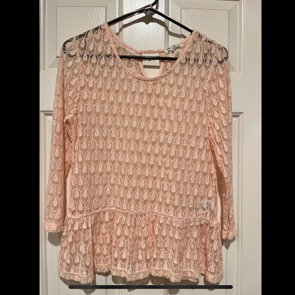 Light Pink long sleeve never worn, sheer but beautiful
